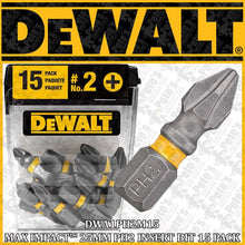 Load image into Gallery viewer, DWA1PH2MI15 - MAX IMPACT 25MM PH2 INSERT BIT 15 PACK
