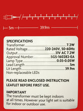 Load image into Gallery viewer, 39.9mtrs Fairy Lights White 8-Function Pk400 *Low Voltage*