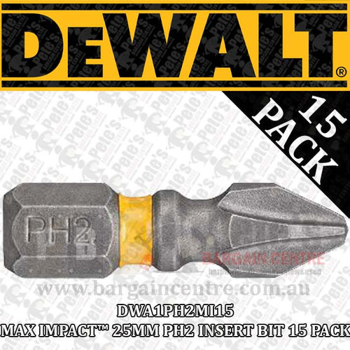 DWA1PH2MI15 - MAX IMPACT 25MM PH2 INSERT BIT 15 PACK