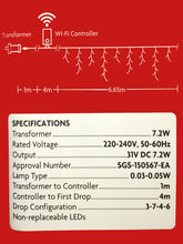 Load image into Gallery viewer, WiFi Icicle Lights Blue 8-Function Pk480 6.65m *Low Voltage*
