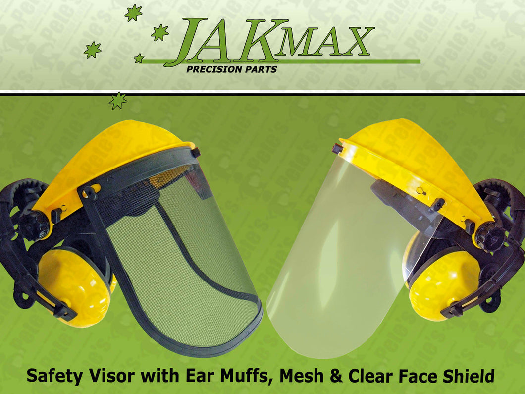 Safety Visor With Clear & Mesh Visor Inserts + Detachable EarMuffs