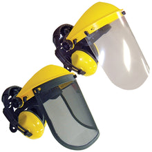 Load image into Gallery viewer, Safety Visor With Clear &amp; Mesh Visor Inserts + Detachable EarMuffs
