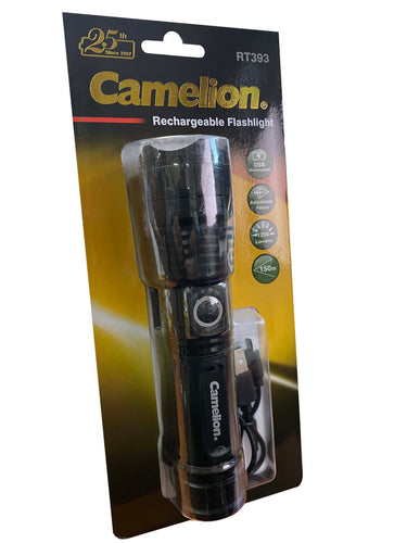 CAMELION T6 LED USB RECHARGEABLE TORCH INC 18650 LI-ION BATTERY (RT393-TB)