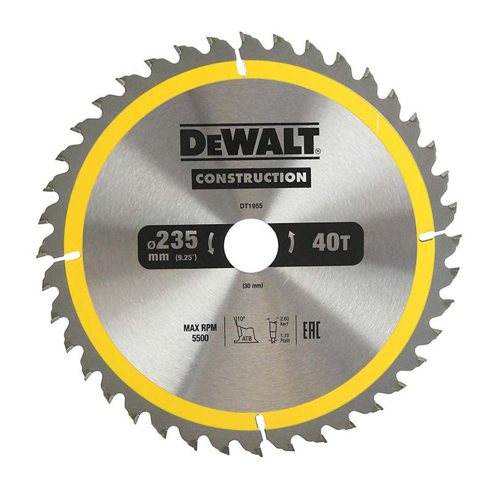 DEWALT Construction Circular Saw Blade 235mm x 40T (16/25/30mm) (DEWDT1955-QZ) 